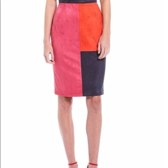JB by JULIE BROWN NWT Henley House Party Color Block Faux Suede Skirt Size Large - Picture 11 of 11